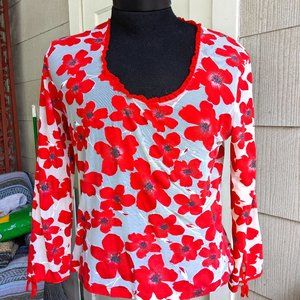 Cute Red and White Poppy Top by Just Cavelli - L
